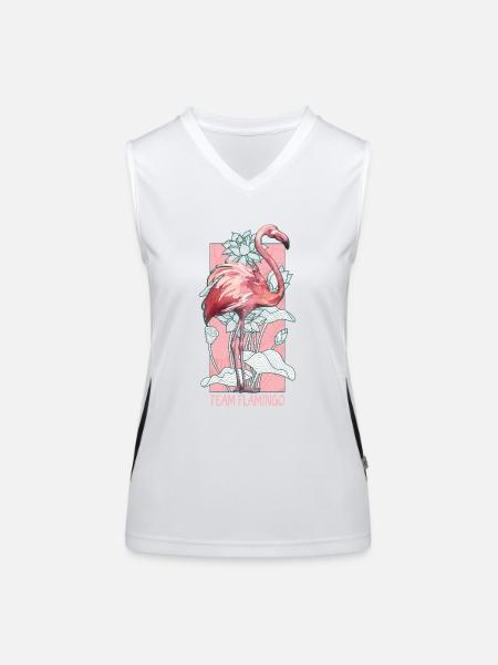 Équipe Flamingo Aquarelle Aquarelle Animaux - Débardeur respirant contrasté Femme - blanc/noir - Devant