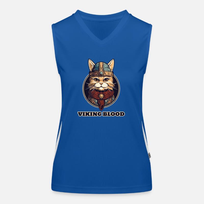 Wikingerkatze mit Wikingerhelm und Wikingerblut Funktionelles Kontrast-Tank Top für Frauen