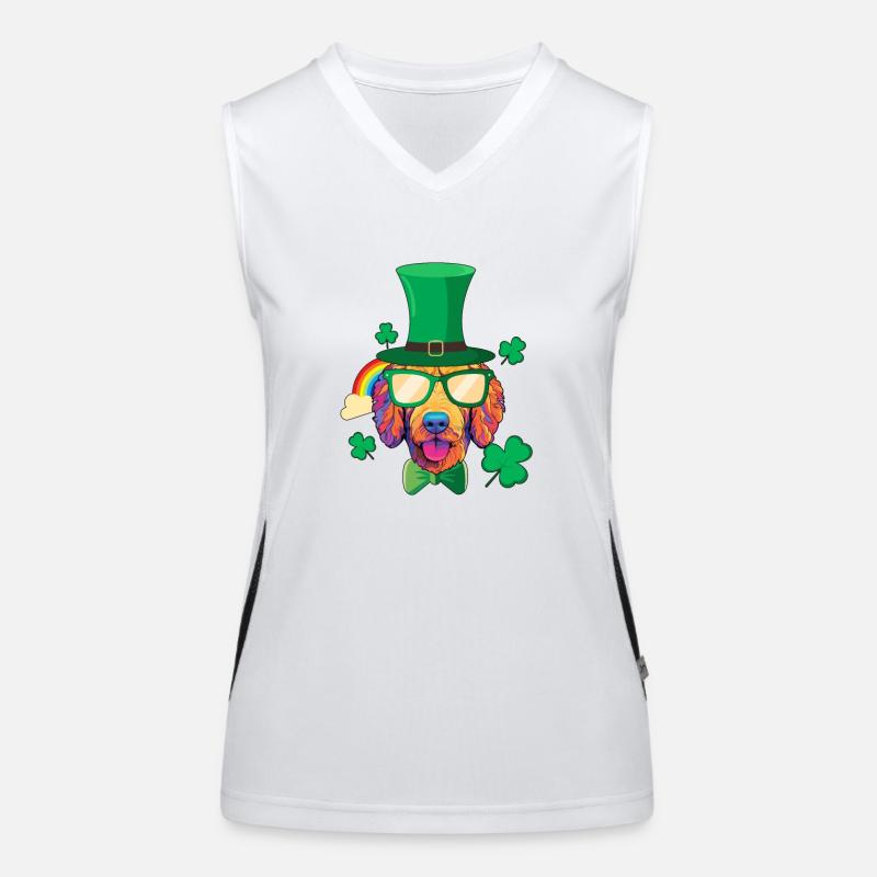 Irish Goldendoodle Doodle Dog Funny St Patricks Women's Functional Contrast Tank Top