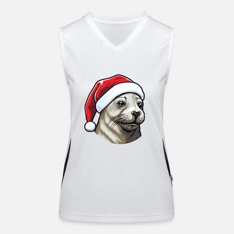 Tête d’animal de Noël de phoque de phoque Débardeur respirant contrasté Femme