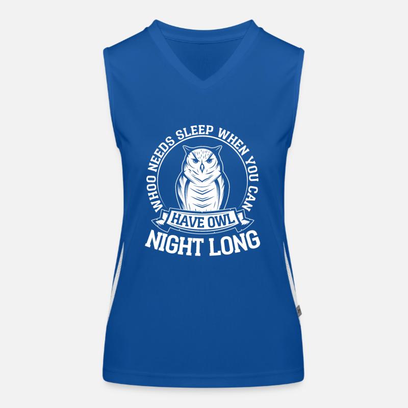 Whoo Needs Sleep When You Can Have Owl Night Long Funktionelles Kontrast-Tank Top für Frauen
