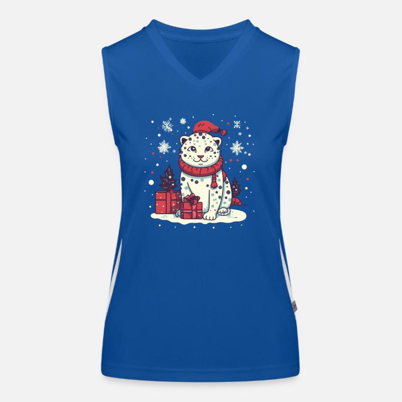 Léopard des neiges cadeaux de Noël, léopards d’amour Débardeur respirant contrasté Femme
