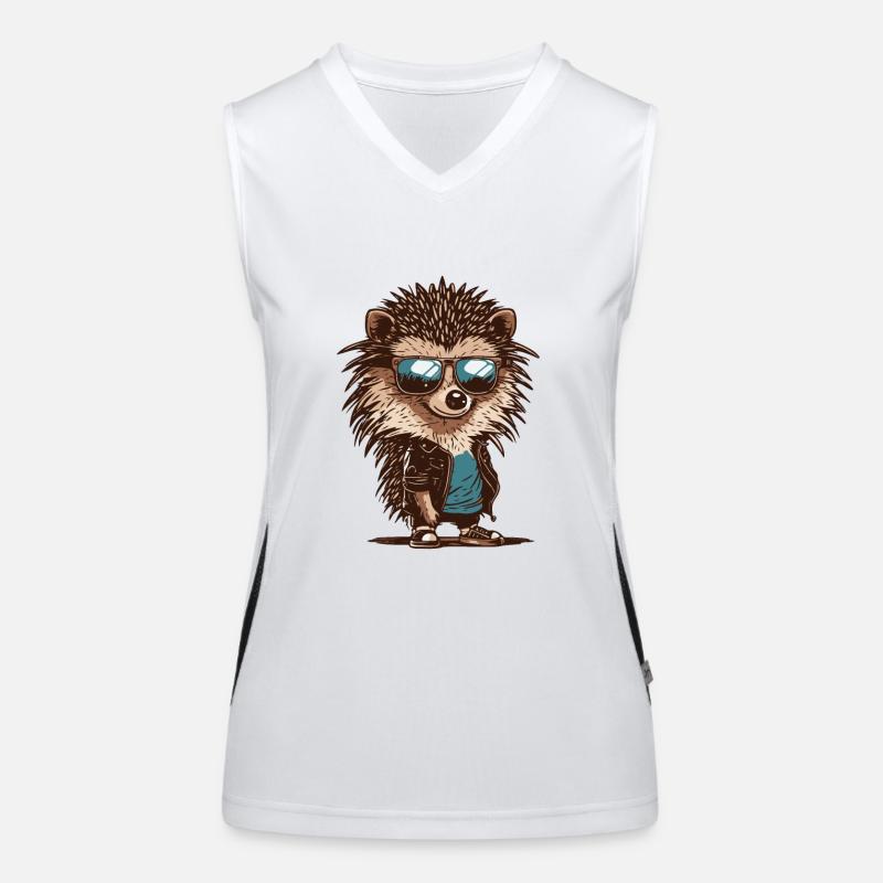Cool hedgehog with sunglasses Women's Functional Contrast Tank Top