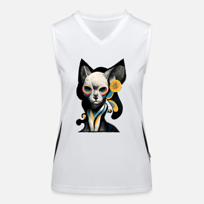 Sphynx Cat in Colorful Artistic Bizarre Strange Women's Functional Contrast Tank Top