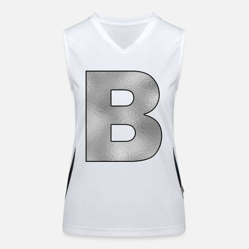 Letter B Silver Women's Functional Contrast Tank Top