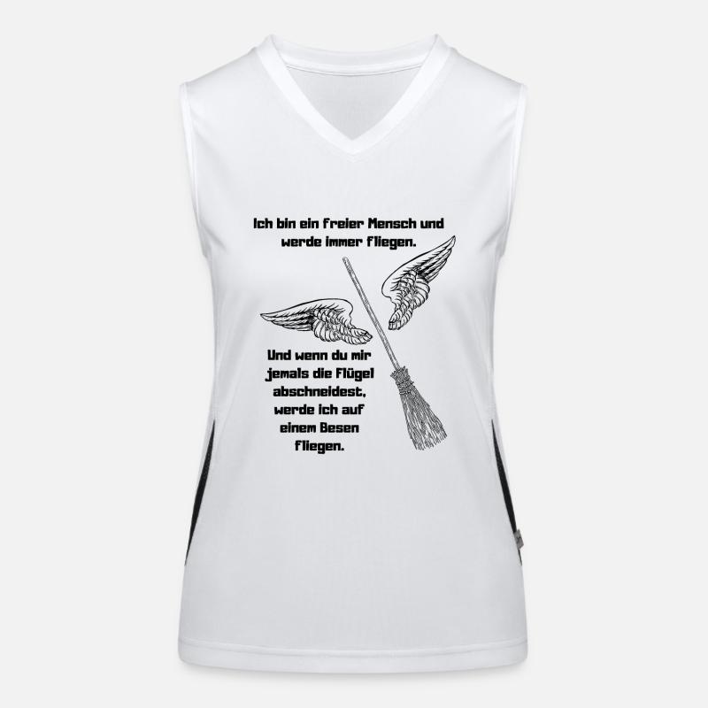Ich bin ein freier Mensch und werde immer fliegen. Funktionelles Kontrast-Tank Top für Frauen
