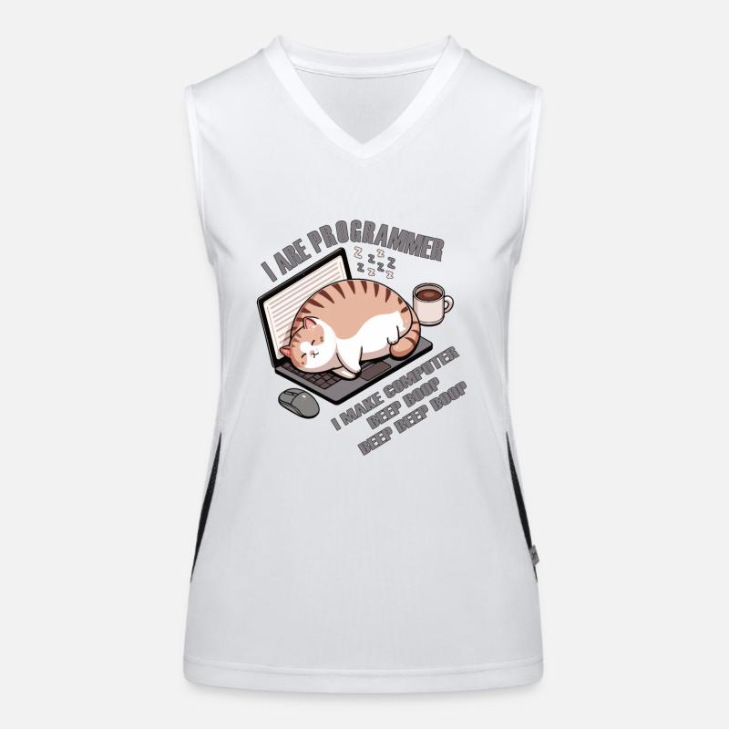 I are programmer, fat sleeping cat Women's Functional Contrast Tank Top