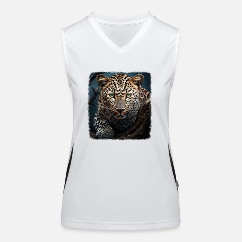 Leoparde realistic Leopard Women's Functional Contrast Tank Top