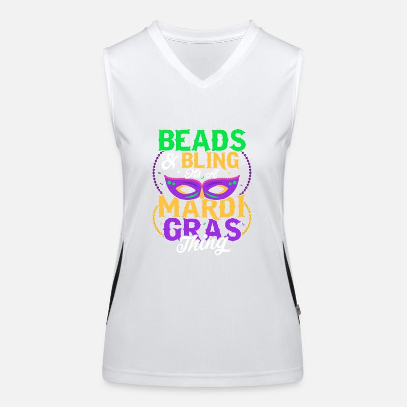 Beads & Bling It's A Mardi Gras Thing Carnival Par Women's Functional Contrast Tank Top