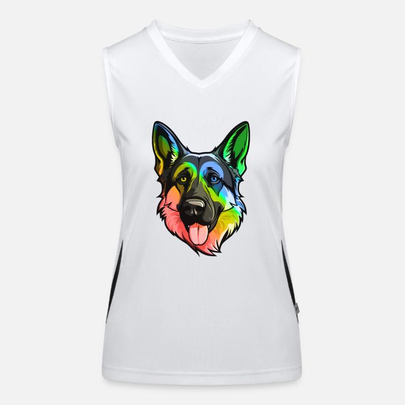 German Shepherd Dog Head Colorful Women's Functional Contrast Tank Top