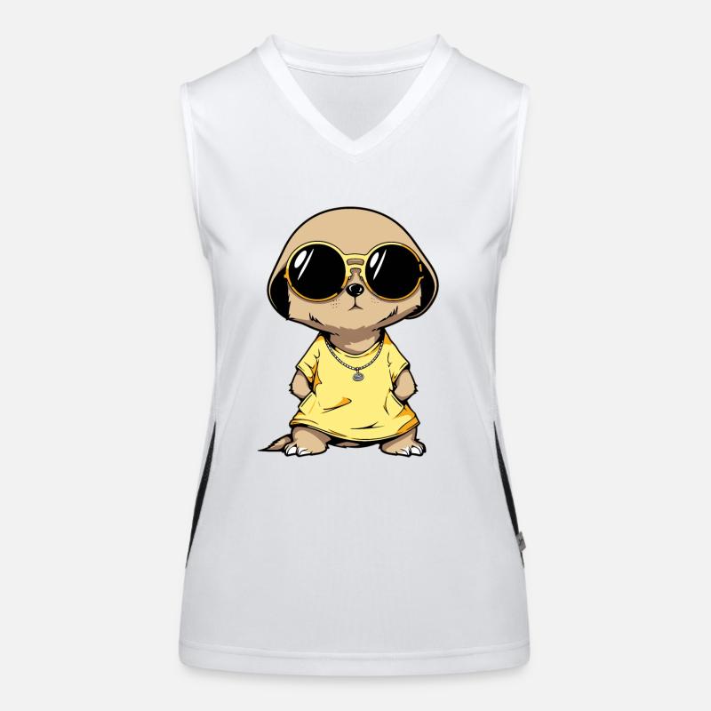 Erdmännchen Mit Sonnenbrille Meerkat Funktionelles Kontrast-Tank Top für Frauen