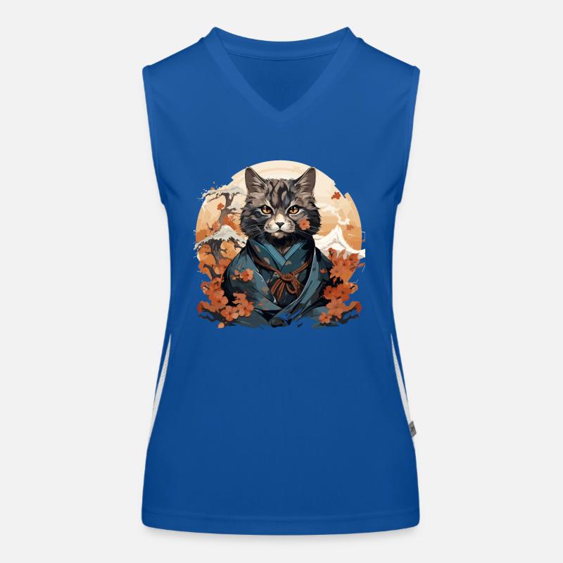 Drôle de chat samouraï Débardeur respirant contrasté Femme
