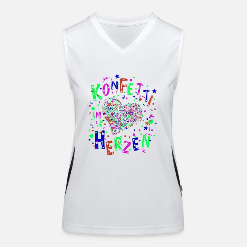 Konfetti im Herzen für Karneval oder Fasching Funktionelles Kontrast-Tank Top für Frauen