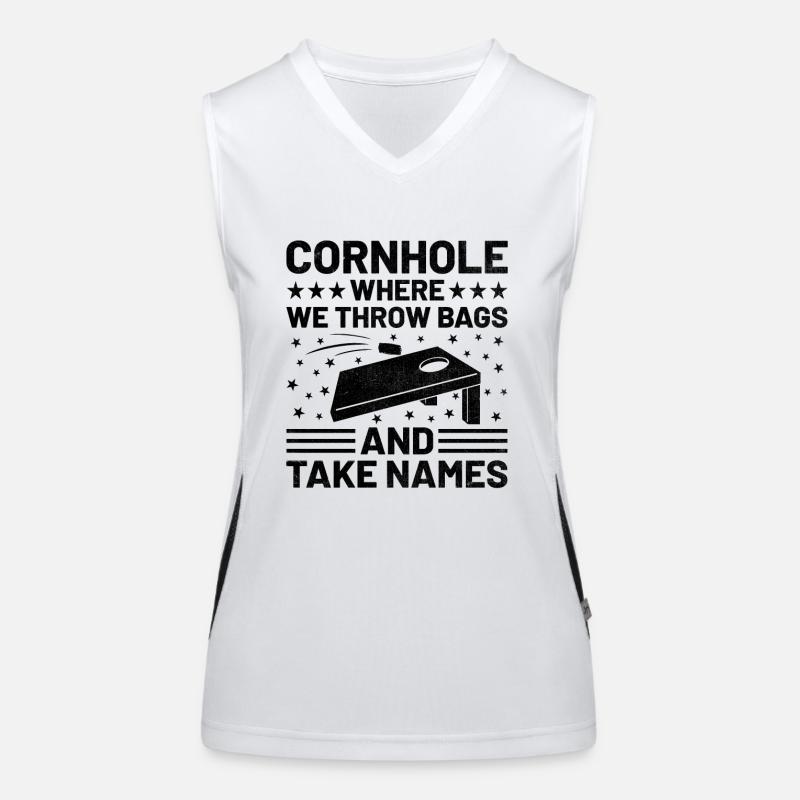 Joueurs De Cornhole Cornhole Sports Drôle De Cornhole Be Débardeur respirant contrasté Femme