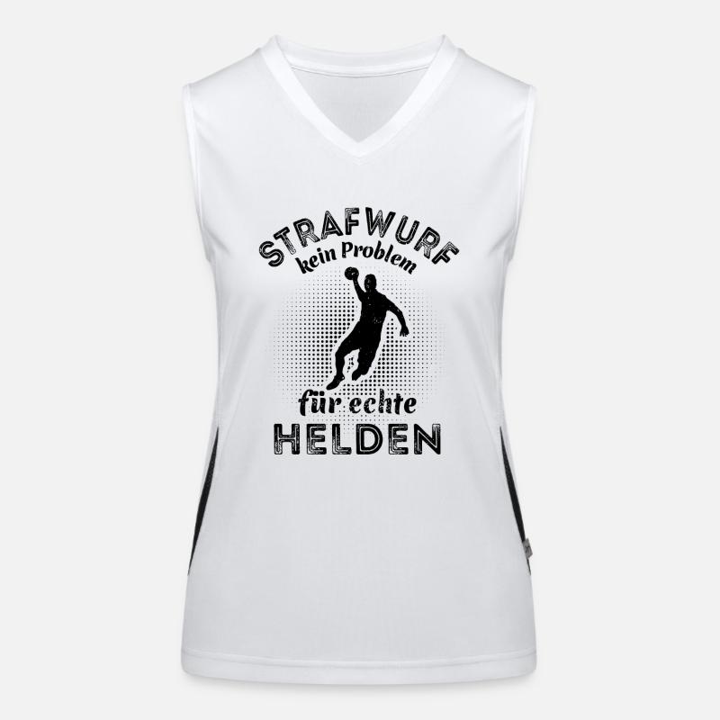 Strafwurf Handball kein Problem für echte Helden Funktionelles Kontrast-Tank Top für Frauen