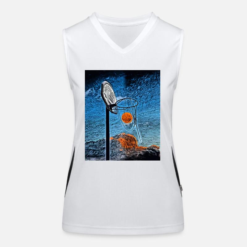 Moonlit Hoops: A Night of Silent Echoes Women's Functional Contrast Tank Top