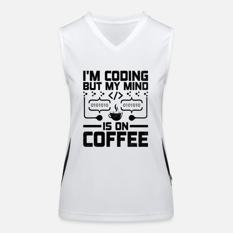 Kaffee-Codierung Programmierer Programmierer Entwickler Nerd Coff Funktionelles Kontrast-Tank Top für Frauen