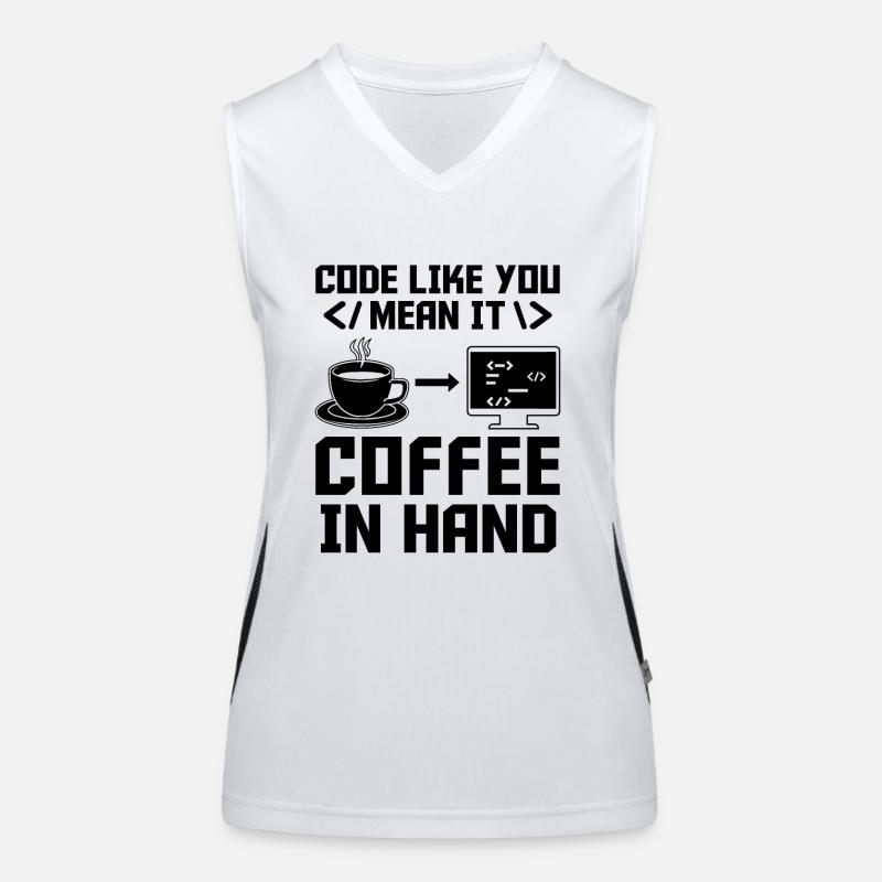 Café Codage Programmeur Codeur Développeur Nerd Coff Débardeur respirant contrasté Femme