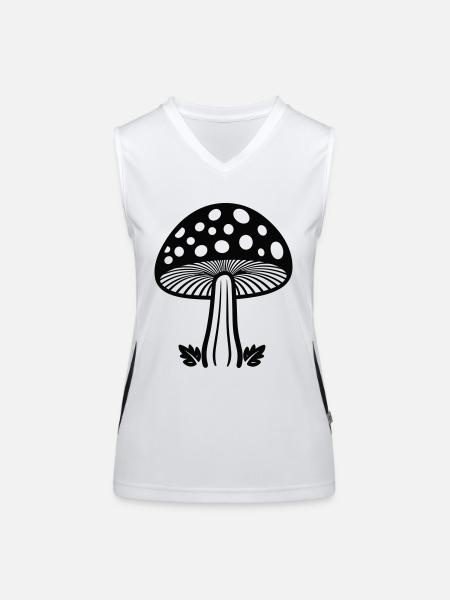 mushroom - Women's Functional Contrast Tank Top - white/black - Front