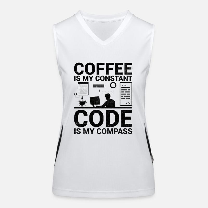 Kaffee-Codierung Programmierer Programmierer Entwickler Nerd Coff Funktionelles Kontrast-Tank Top für Frauen