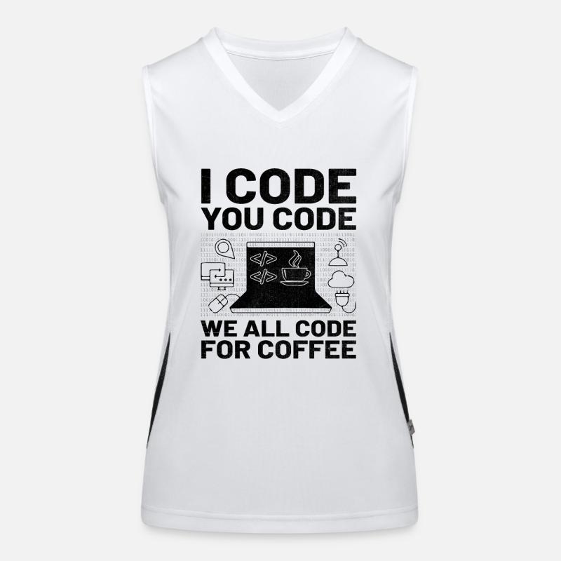 Coffee Coding Programmer Coder Developer Nerd Coff Women's Functional Contrast Tank Top