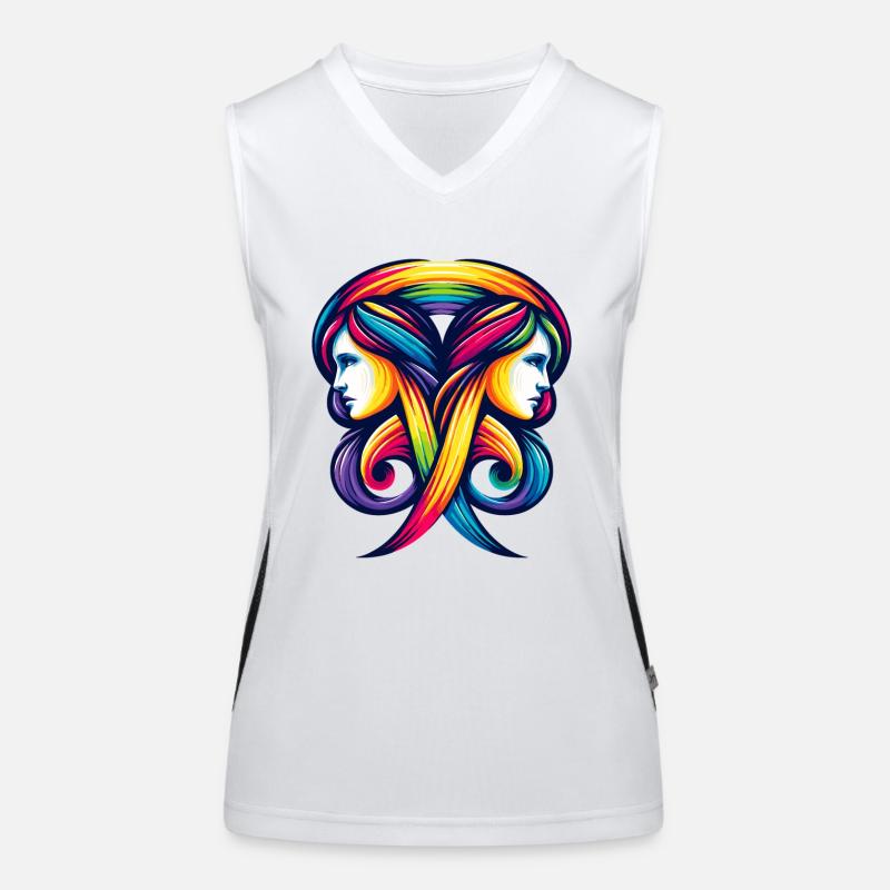 Gemini Zodiac Regenbogen Harmonie Design Funktionelles Kontrast-Tank Top für Frauen