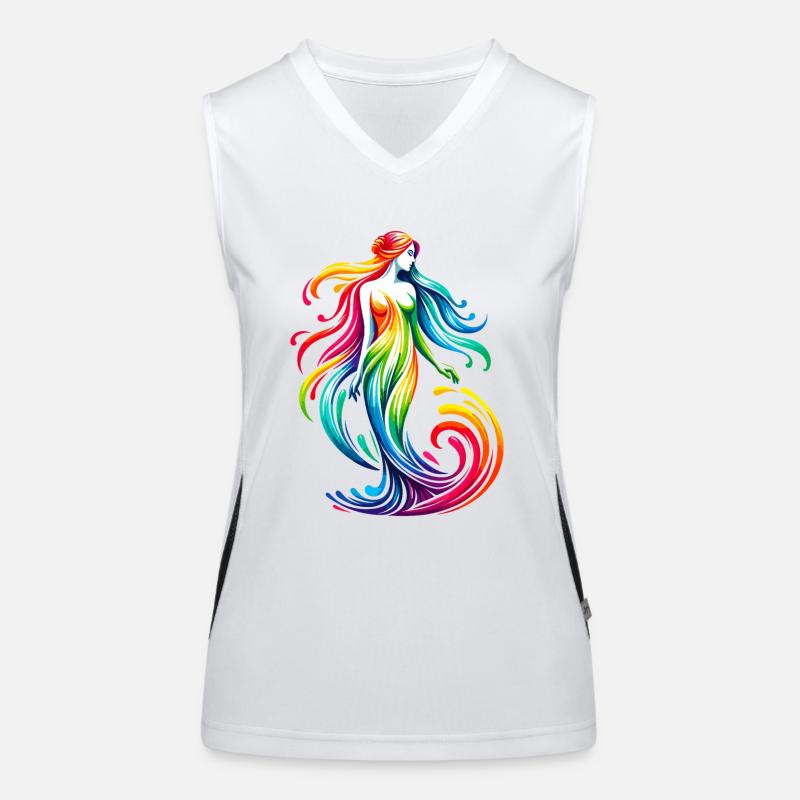 Jungfrau Sternzeichen Lebendiges Regenbogen-Design Funktionelles Kontrast-Tank Top für Frauen