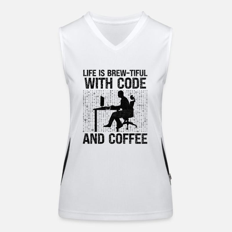 Kaffee-Codierung Programmierer Programmierer Entwickler Nerd Coff Funktionelles Kontrast-Tank Top für Frauen