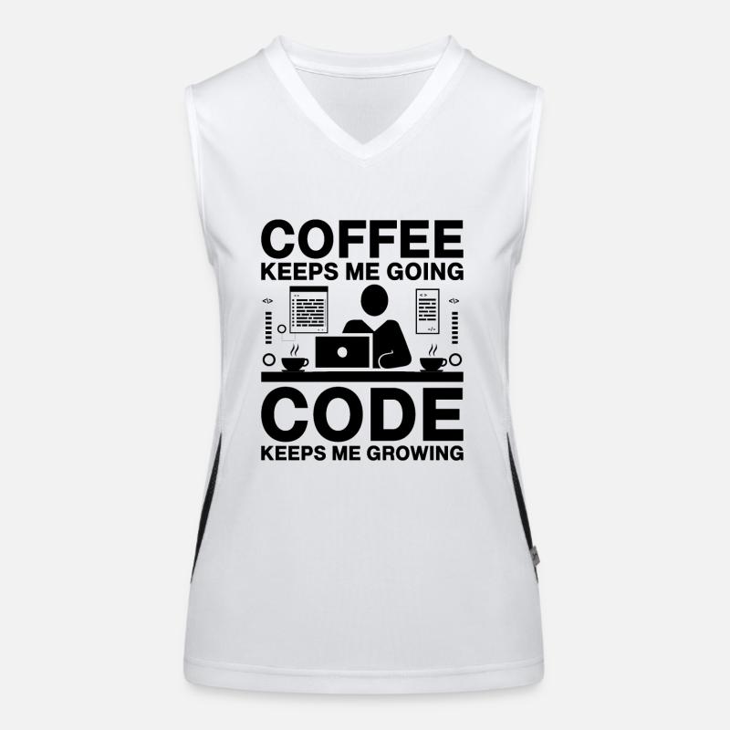 Café Codage Programmeur Codeur Développeur Nerd Coff Débardeur respirant contrasté Femme