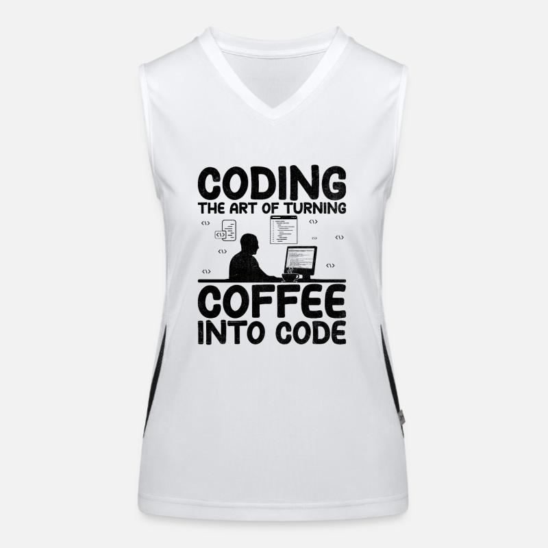 Coffee Coding Programmer Coder Developer Nerd Coff Women's Functional Contrast Tank Top