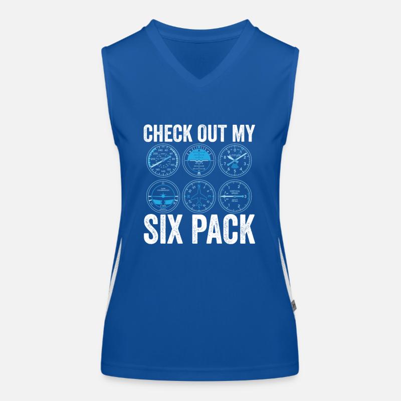 Funny Pilot Six Pack Aviation Flight Simulation Women's Functional Contrast Tank Top