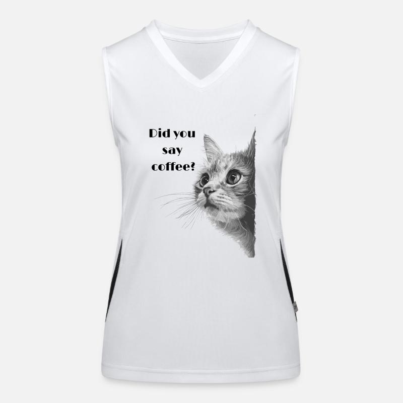 chat blanc gris demande du café Débardeur respirant contrasté Femme