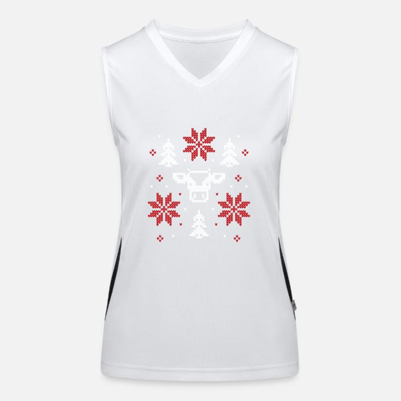 Festlicher Hirsch & Schneeflocken Hässlicher Weihnachtspullover Funktionelles Kontrast-Tank Top für Frauen