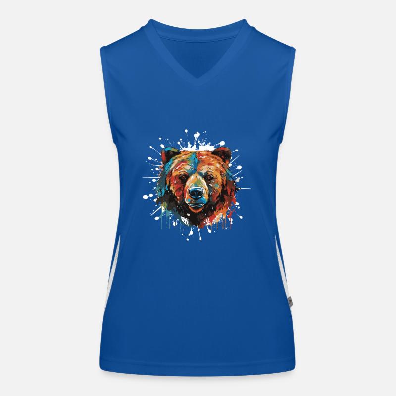 Bear Pop Art Head Women's Functional Contrast Tank Top