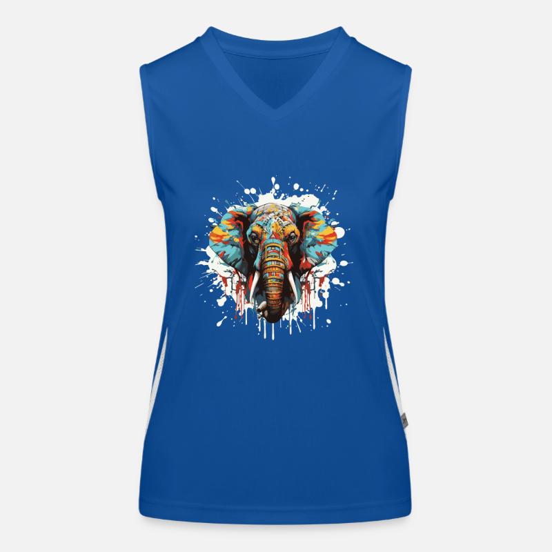 Elephant Pop Art Head Women's Functional Contrast Tank Top