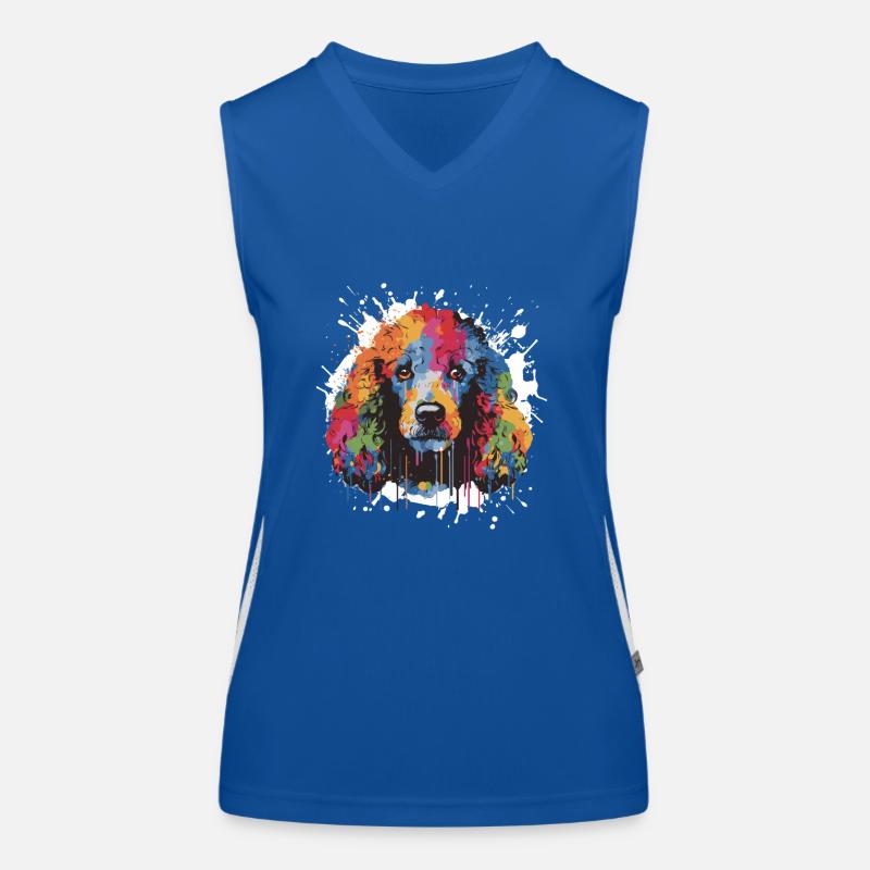 Poodle Dog Pop Art Head Women's Functional Contrast Tank Top