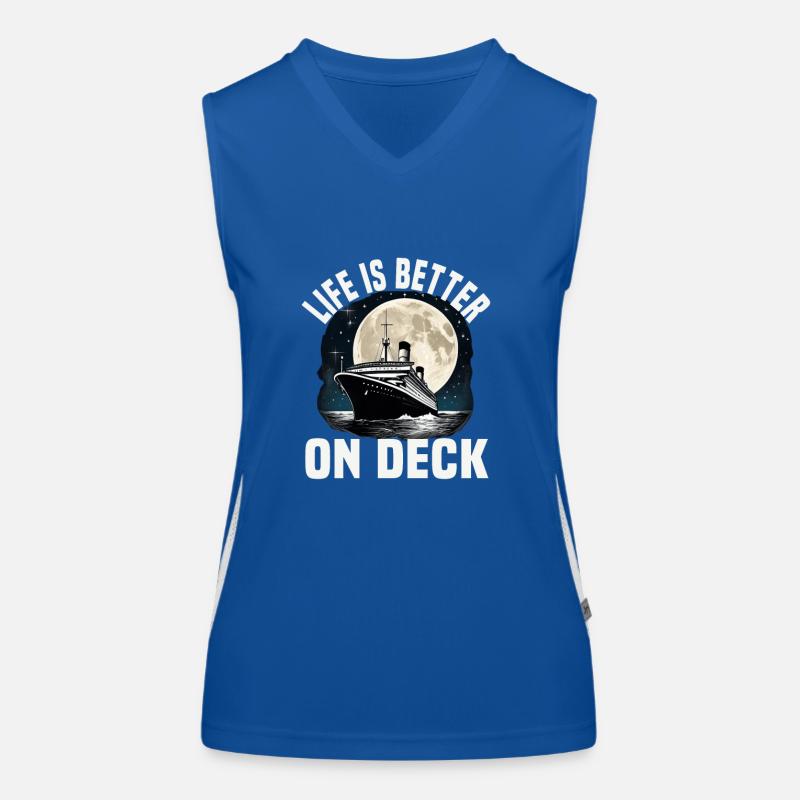 Life Is Better On Deck Cruise Ship Vacation Group Funktionelles Kontrast-Tank Top für Frauen