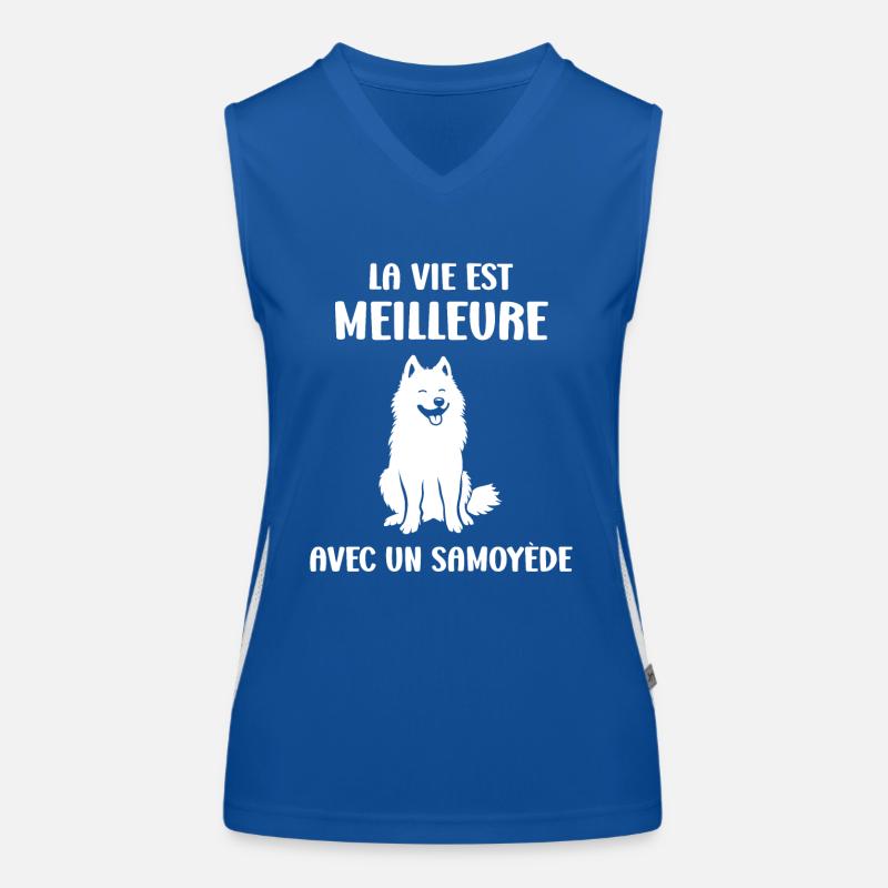 Humour Chien Samoyède Débardeur respirant contrasté Femme