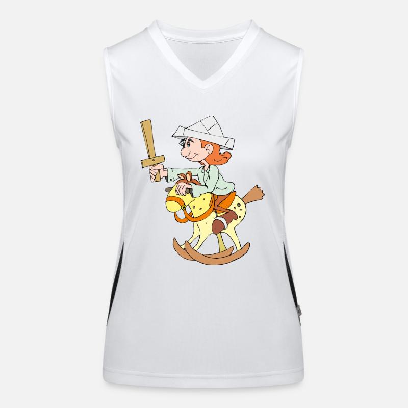 L’enfant monte sur un cheval à bascule Débardeur respirant contrasté Femme