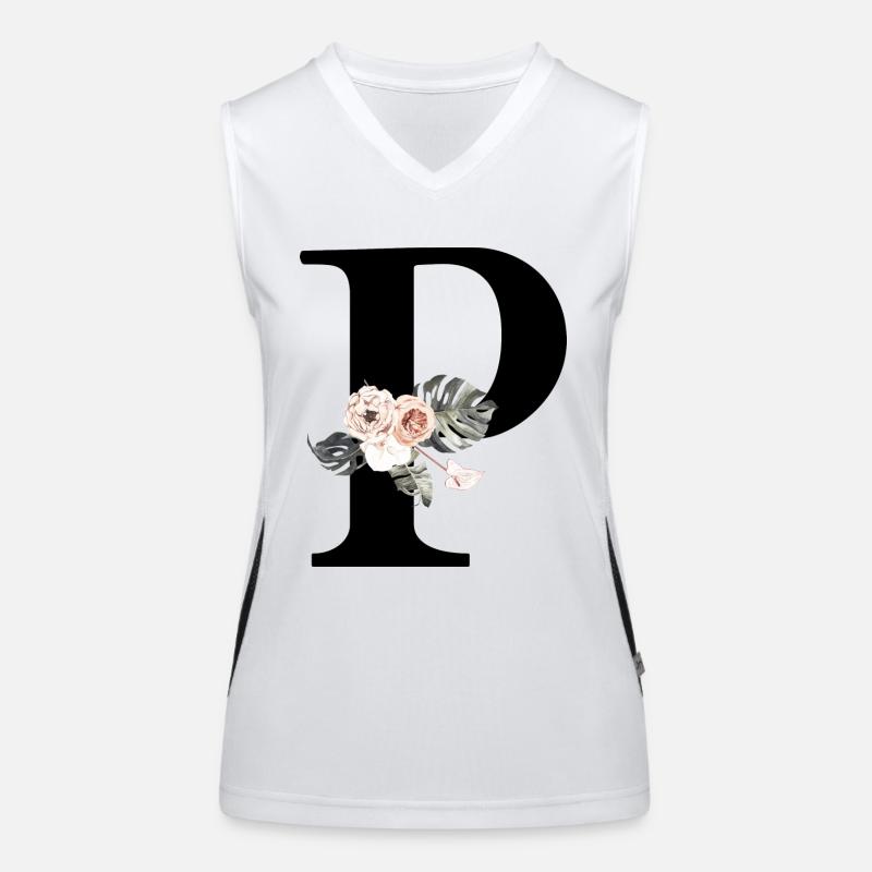 Tropischer Blumenbuchstabe P Funktionelles Kontrast-Tank Top für Frauen