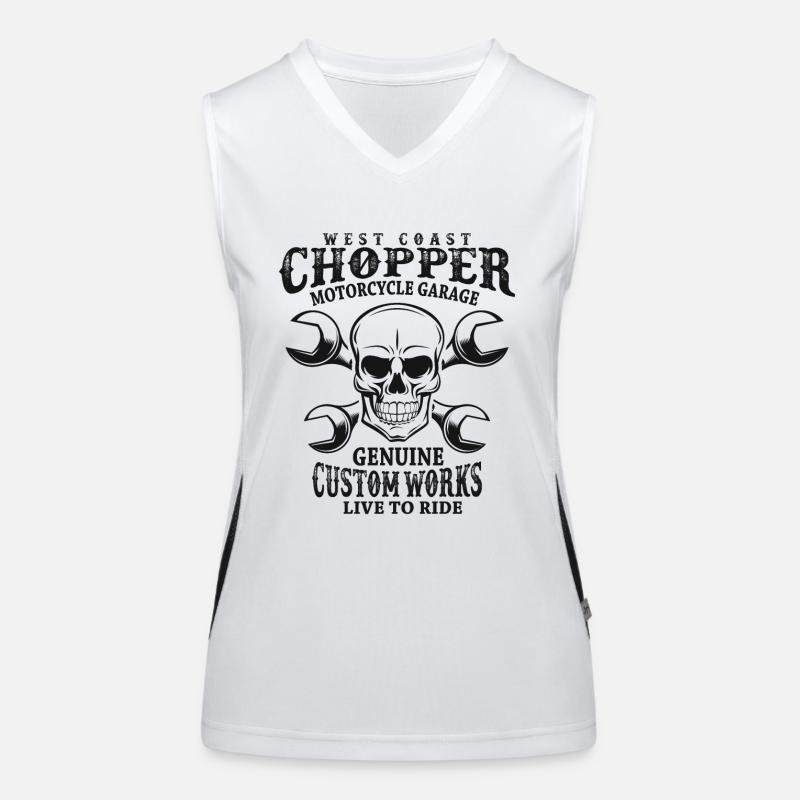 Totenkopf Biker Spruch West Coast Chopper Funktionelles Kontrast-Tank Top für Frauen