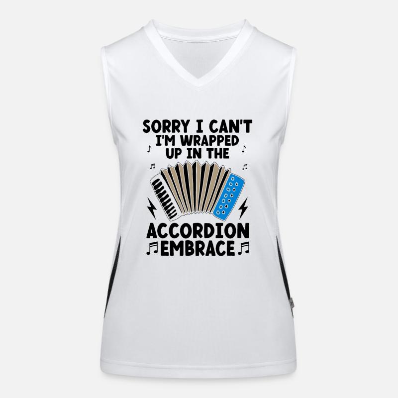 Sorry I Can't I'm Wrapped Up In The Accordion Embr Women's Functional Contrast Tank Top
