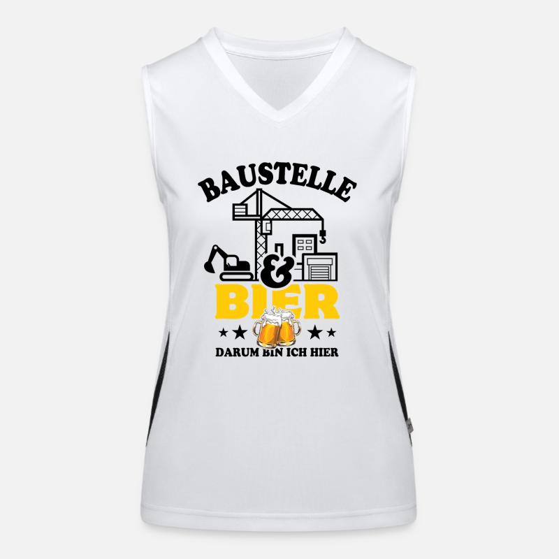 Baustelle & Bier darum bin ich hier Funktionelles Kontrast-Tank Top für Frauen