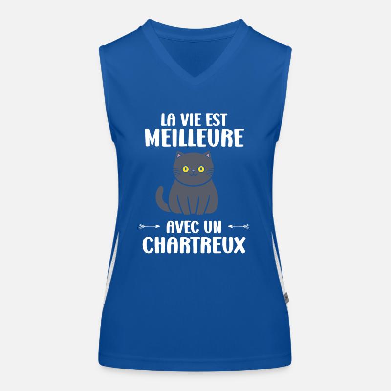 Humour chat chartreux Débardeur respirant contrasté Femme