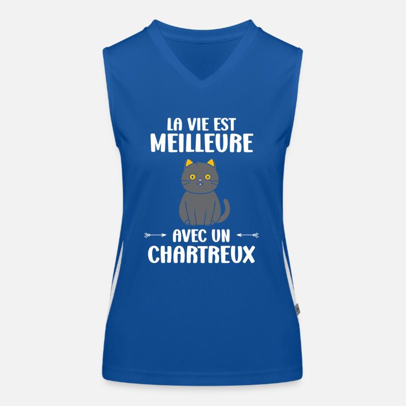 Humour chat chartreux Débardeur respirant contrasté Femme