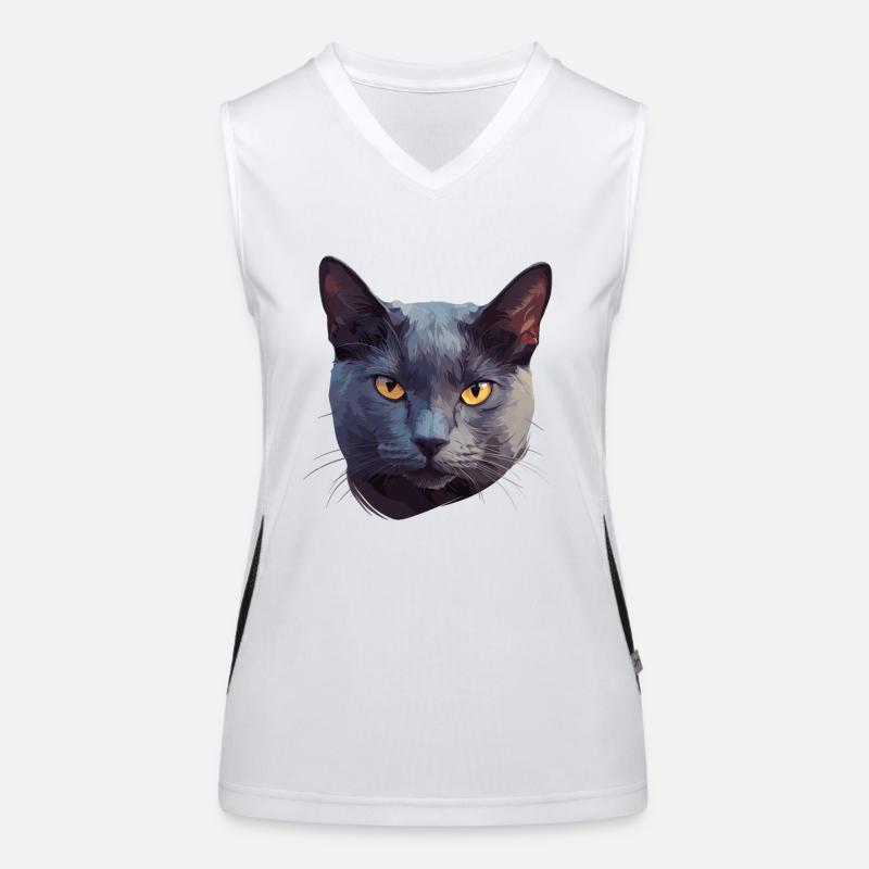 Russian Blue Cat Russisch Blau Katze Women's Functional Contrast Tank Top
