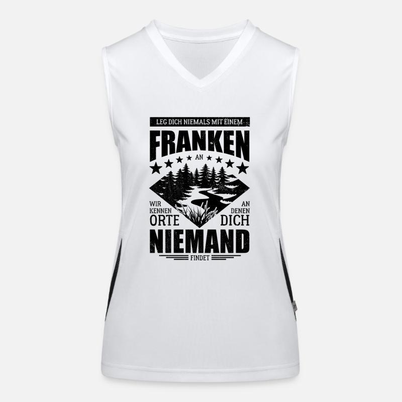 Leg dich nie mit einem Franken an - Spruch Funktionelles Kontrast-Tank Top für Frauen