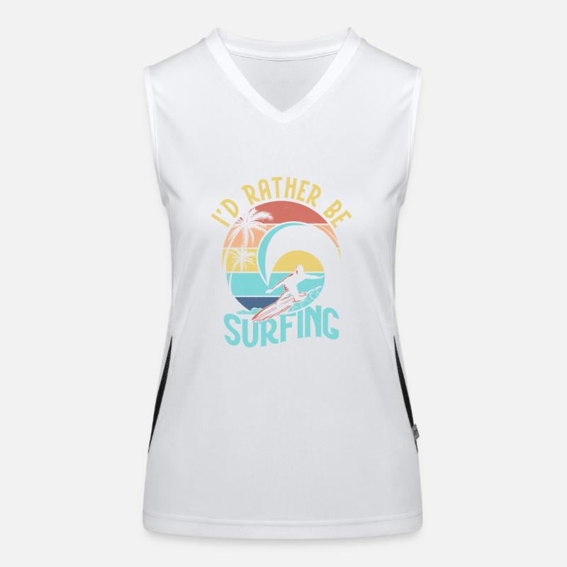 I'd Rather Be Surfing Summer Surfer Surfboard Funktionelles Kontrast-Tank Top für Frauen