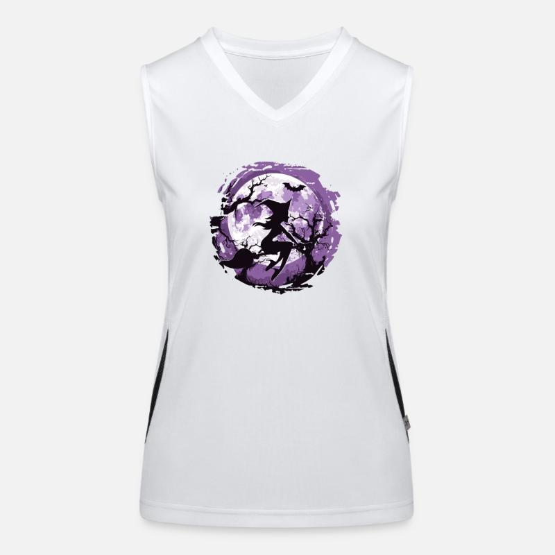 Gothic Hexen Geschenkidee okkulter lila Mond Funktionelles Kontrast-Tank Top für Frauen