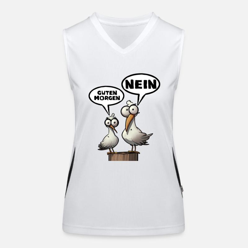 Die Bäädden Möwen - Möwe Guten Morgen Nein Spruch Funktionelles Kontrast-Tank Top für Frauen